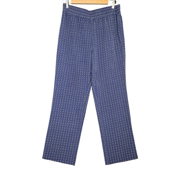 Talbots Pants - Talbots Womens Pull On Lightweight Pants Size 8 Ankle Blue Pattern Elastic Waist